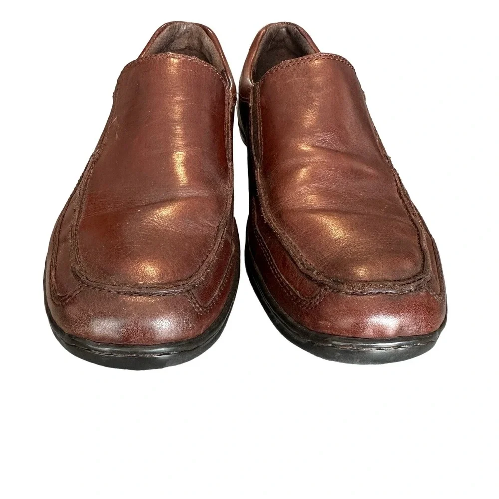 Born Slip On Loafers 10 Brown Leather‎ Square Toe M/WM6455 CBG10 Mens Shoes
